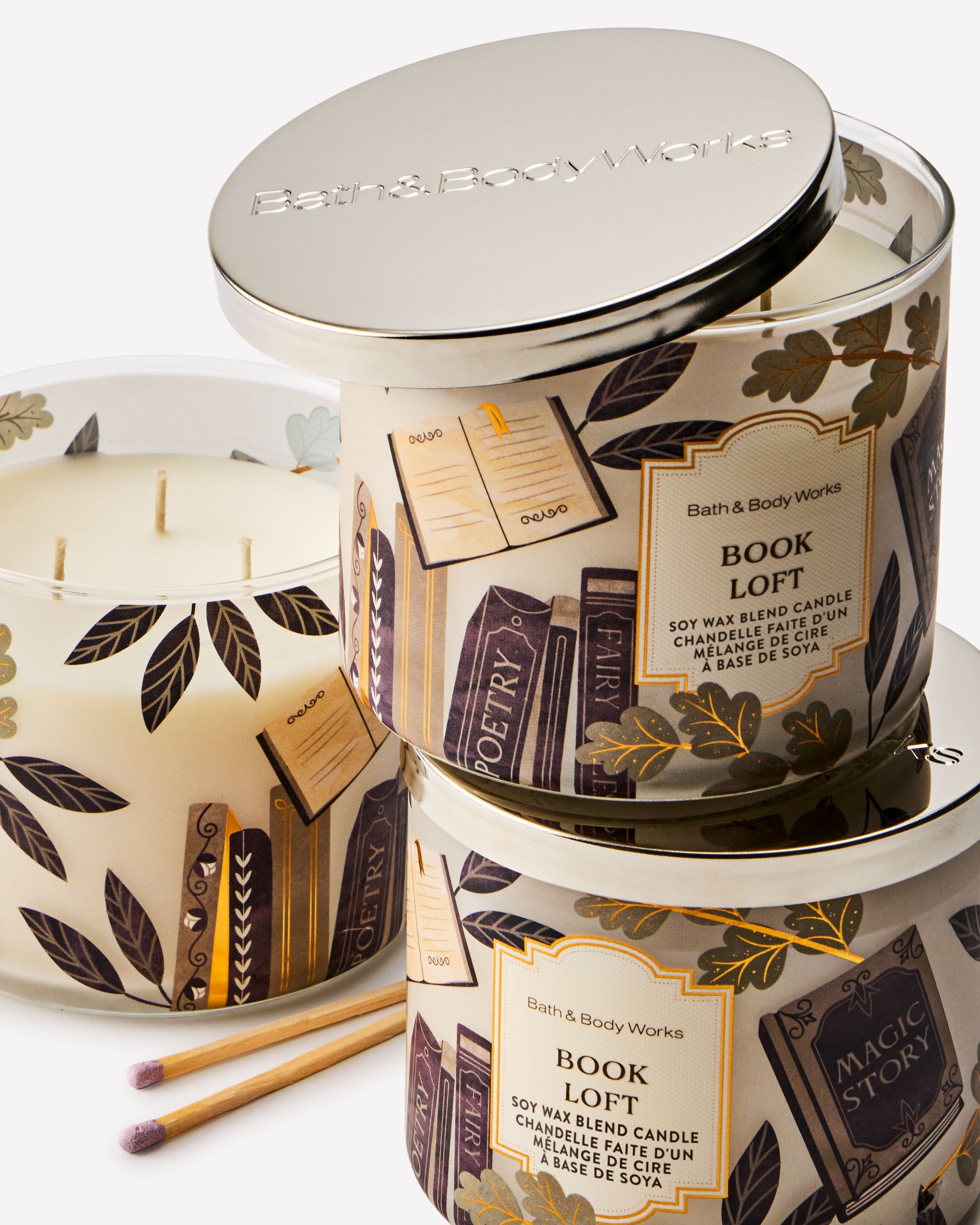 Świeca zapachowa Bath & Body Works Book Loft z mieszanki wosku sojowego, 3 knoty