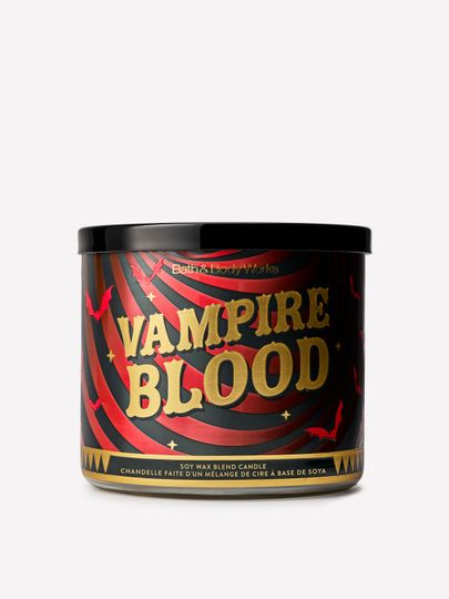 Świeca zapachowa Bath & Body Works Vampire Blood w ozdobnym słoiku z czarną pokrywką