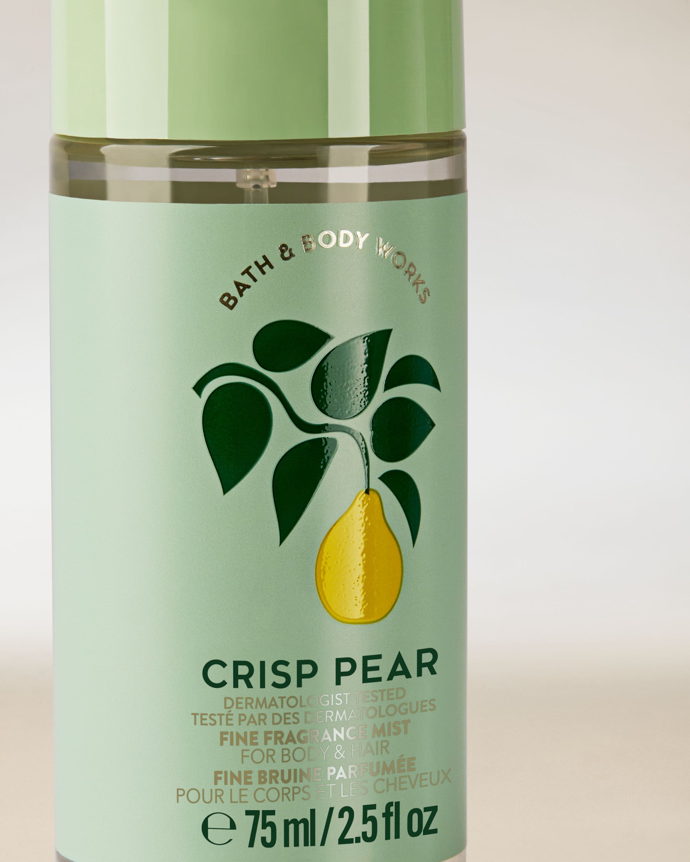 Perfumowana mgiełka do ciała i włosów Crisp Pear w zielonej butelce