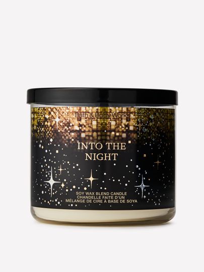 Świeca zapachowa Into the Night Bath & Body Works w szklanym słoju z ciemną etykietą