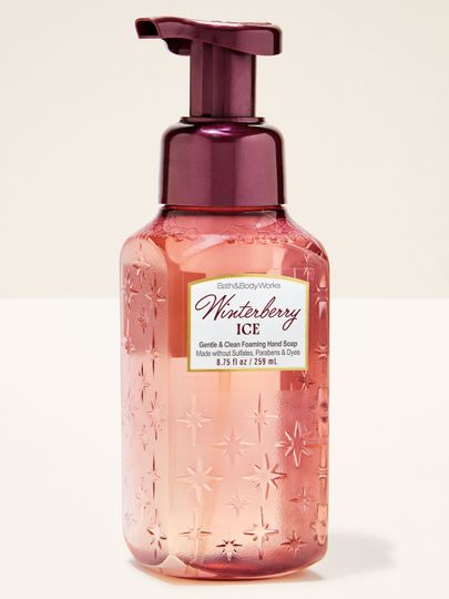 Mydło w piance Winterberry Ice Bath & Body Works z tłoczonym motywem gwiazdek na butelce
