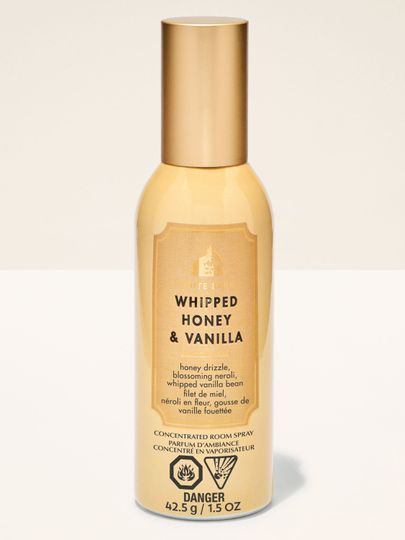 Spray do wnętrz White Barn Whipped Honey & Vanilla z dekoracyjną złotą nakrętką