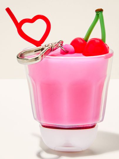 Brelok w kształcie różowego koktajlu z wiśniami na żel do rąk Bath & Body Works – akcesorium, żel sprzedawany osobno
