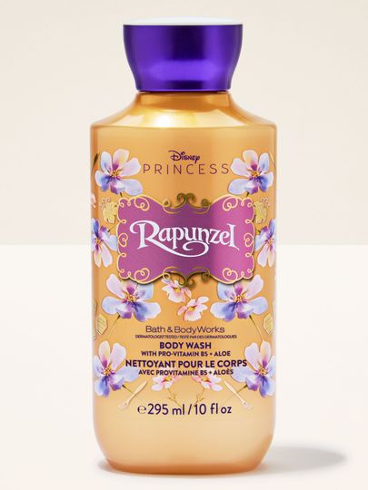 Żel pod prysznic Rapunzel w dekoracyjnej butelce z motywami inspirowanymi kolekcją Disney Princess.