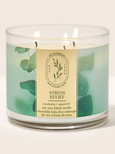 Świeca Aromatherapy Stress Relief Eucalyptus + Spearmint z trzema płonącymi knotami